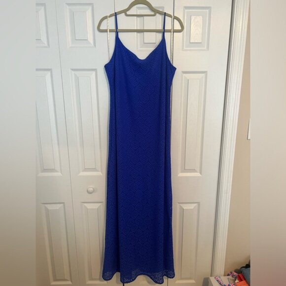 Lilly Pulitzer Avalon Maxi Dress, Size XL, Blue, zipper back, adjustable straps - Picture 1 of 6